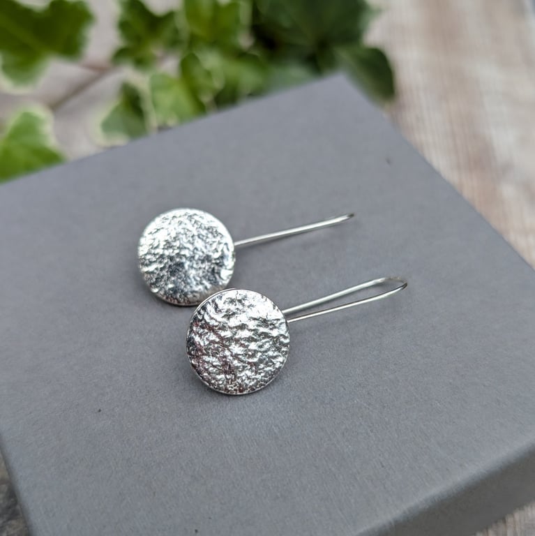 Sterling Silver Organic Disc Long Earrings - JBJ11111