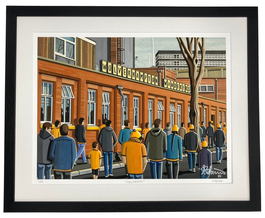 Wolverhampton Wanderers, Molineux, Limited Edition Framed Art Print (20" x 16")