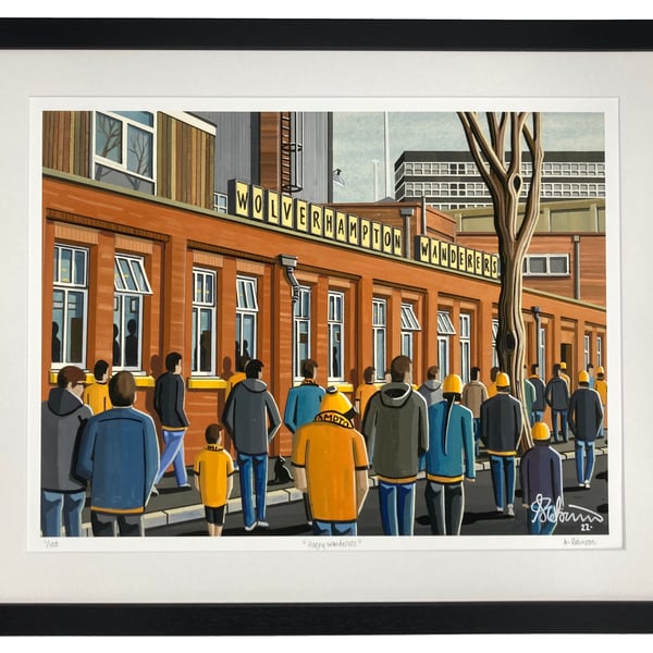 Wolverhampton Wanderers, Molineux, Limited Edition Framed Art Print (20" x 16")