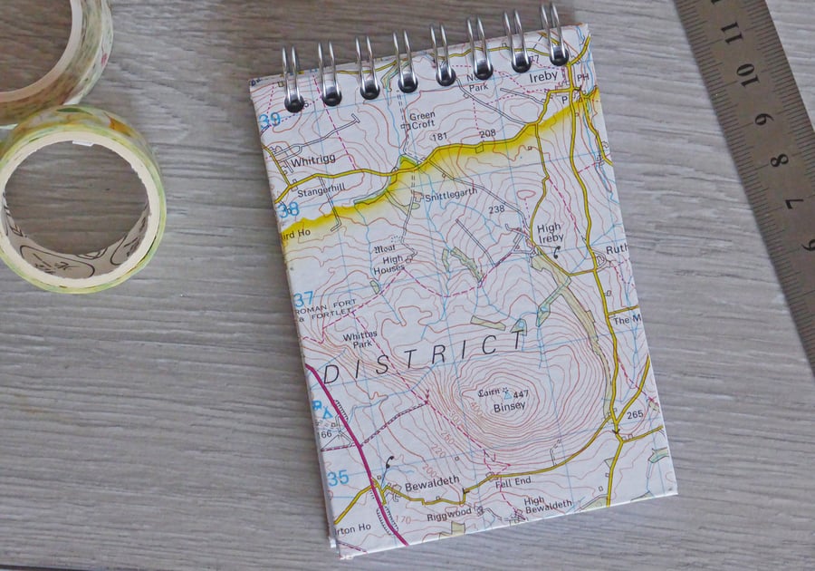 A7 Handmade Notebook Sprial Bound with Map Covers