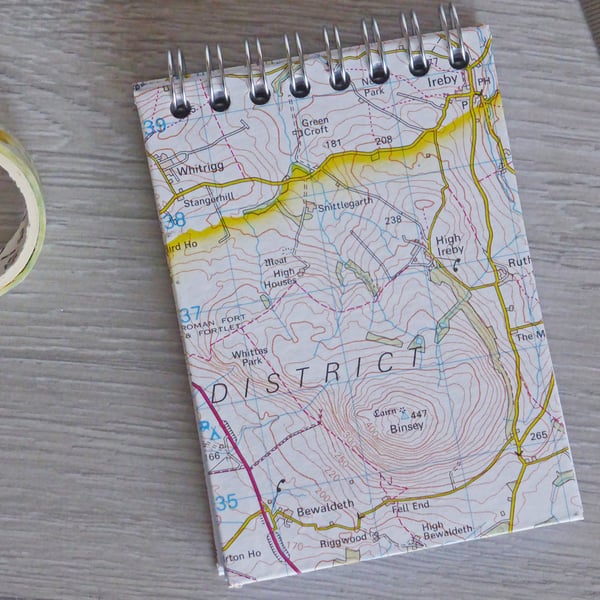 A7 Handmade Notebook Spiral Bound with Map Covers