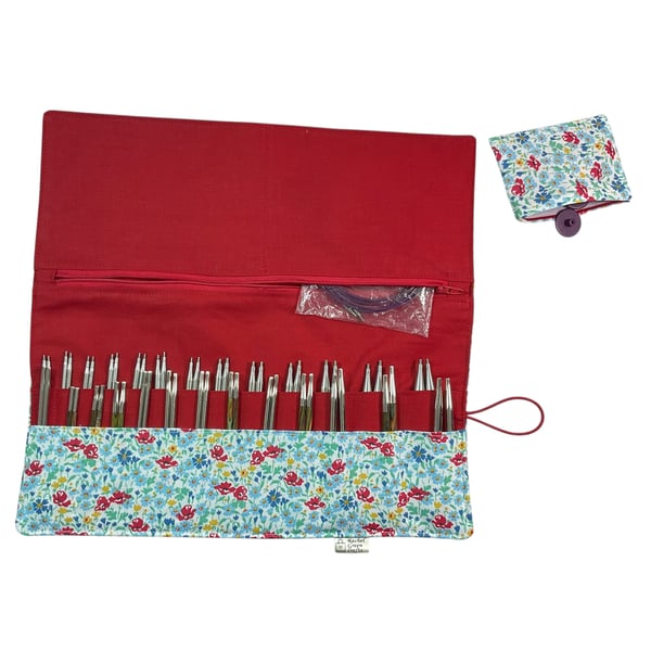 Interchangeable knitting needle case with Liberty fabric , knit pro case, 