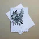 hand painted floral rose  blank greetings card ( ref FA 120 C1 )