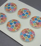 6 Medium Small Painted Round Wooden Craft Buttons - Image 2