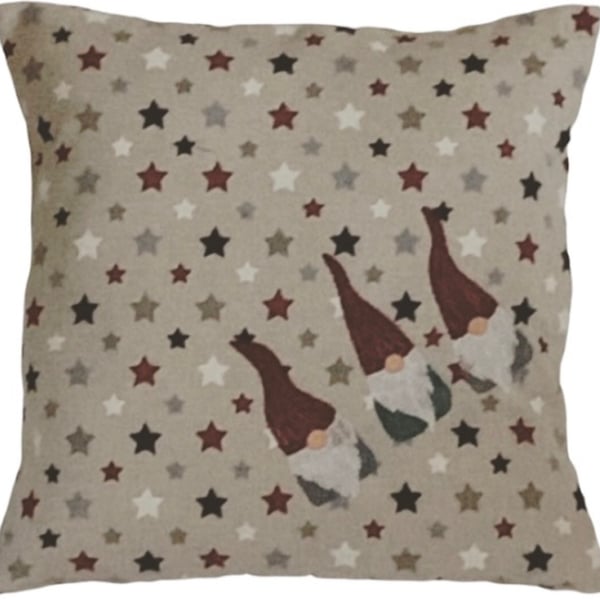 Christmas Gnomes Gonk Embroidered Cushion Cover 14”x14” Last One