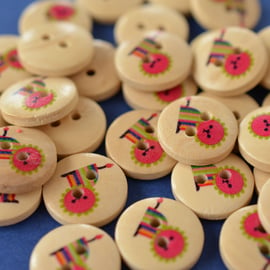 15mm Wooden Rainbow Lion Buttons 10pk Kids Buttons (SAN7)