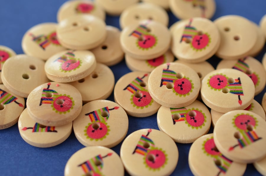 15mm Wooden Rainbow Lion Buttons 10pk Kids Buttons (SAN7)