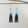 Dangle Copper Enamel Earrings with Hand Drawn Detail