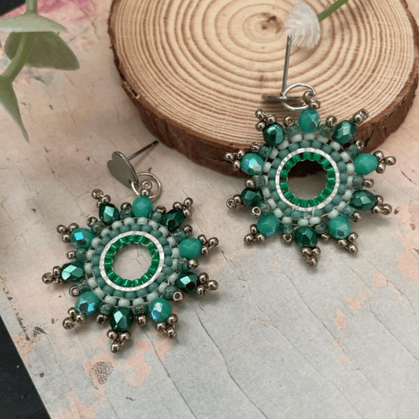 Hoop earrings,  beaded dangle elegant statement earrings , gift for girlfriend 