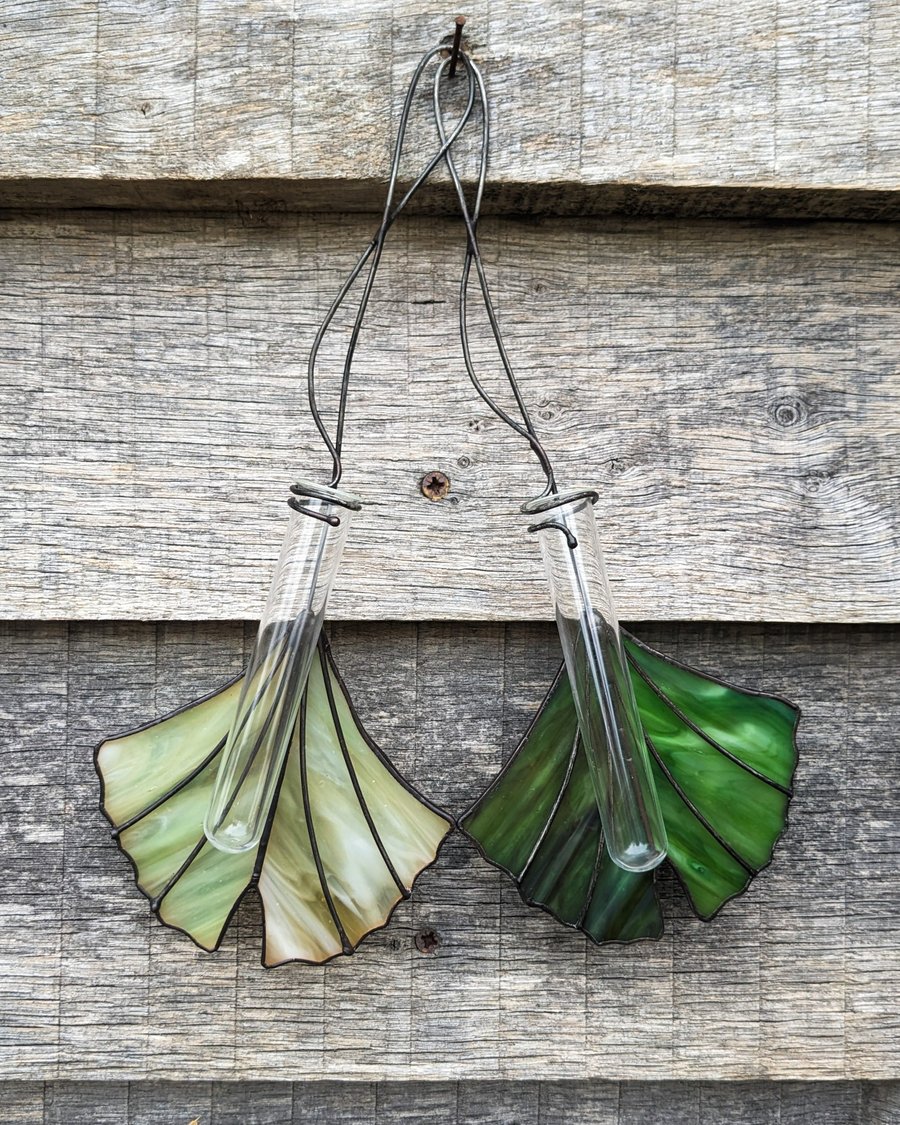 Stained Glass Propagation Station, Gingko Biloba Gift for Gardener