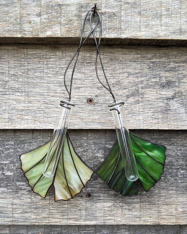 Stained Glass Propagation Station, Gingko Biloba Gift for Gardener