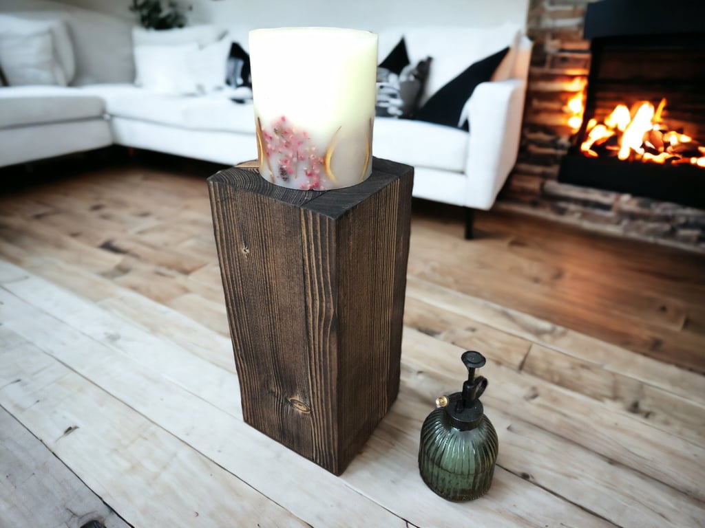 Chunky Wood Candle Block Ornament Display Block Solid Wood Block THE MOOR