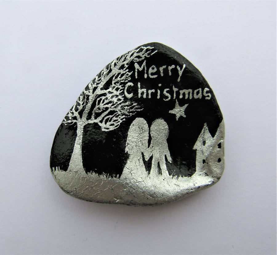 Christmas Card, Unique Love Card for Him, for Her, Painted Shell, Couple Star