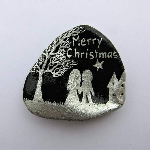 Christmas Card, Unique Love Card for Him, for Her, Painted Shell, Couple Star