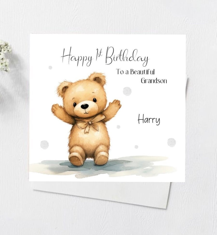 Personalised Boys or Girls 1st 2nd 3rd Birthday Card Handmade First Birthday Car