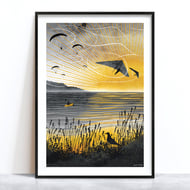 Sunset Flight Illustrated Art Print