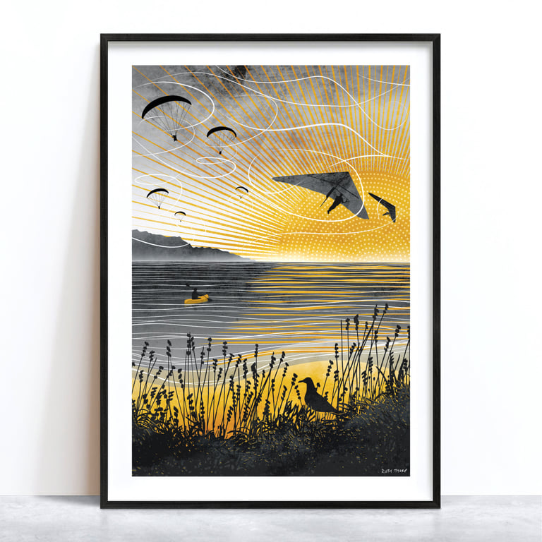 Sunset Flight Illustrated Art Print