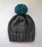 Bobble Hat in Navy Blue Chunky Yarn - Image 9
