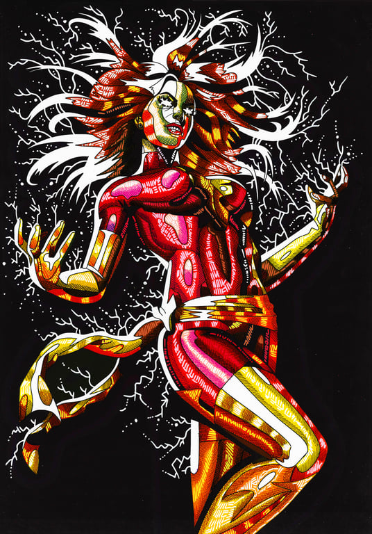 DARK PHEONIX FAN ART A3 GLOSS PAPER, ACRYLIC PENS, GOTHIC