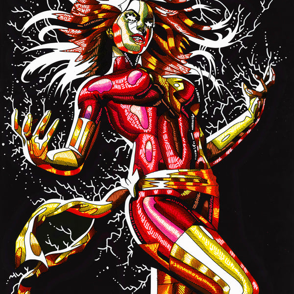 DARK PHEONIX FAN ART A3 GLOSS PAPER, ACRYLIC PENS, GOTHIC