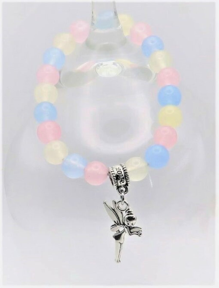 Morganite Fairy Charm Bracelet. Free UK p&p.