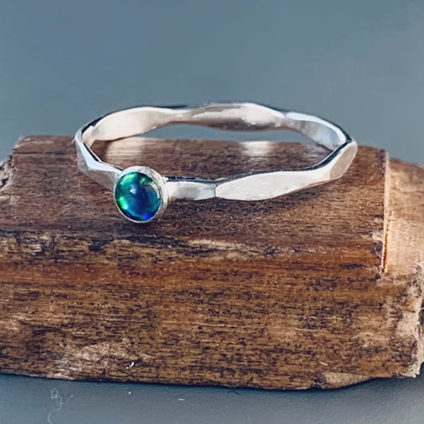 Recycled Sterling Silver Opal Ring