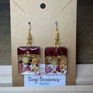 Handmade Autumn Resin Earrings with Leaf and Gold Flake Details