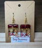 Handmade Autumn Resin Earrings with Leaf and Gold Flake Details