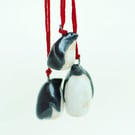 Teeny rustic stoneware penguins 