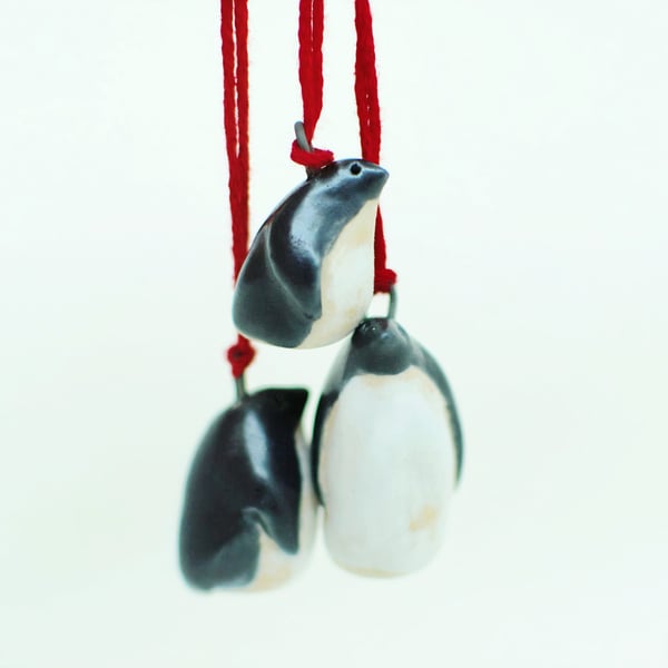 Teeny rustic stoneware penguins 