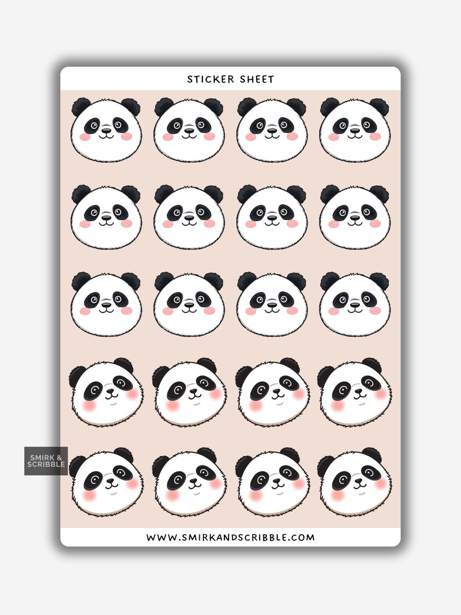 Funny Vinyl Sticker Sheet For Adults - Cute Panda Face