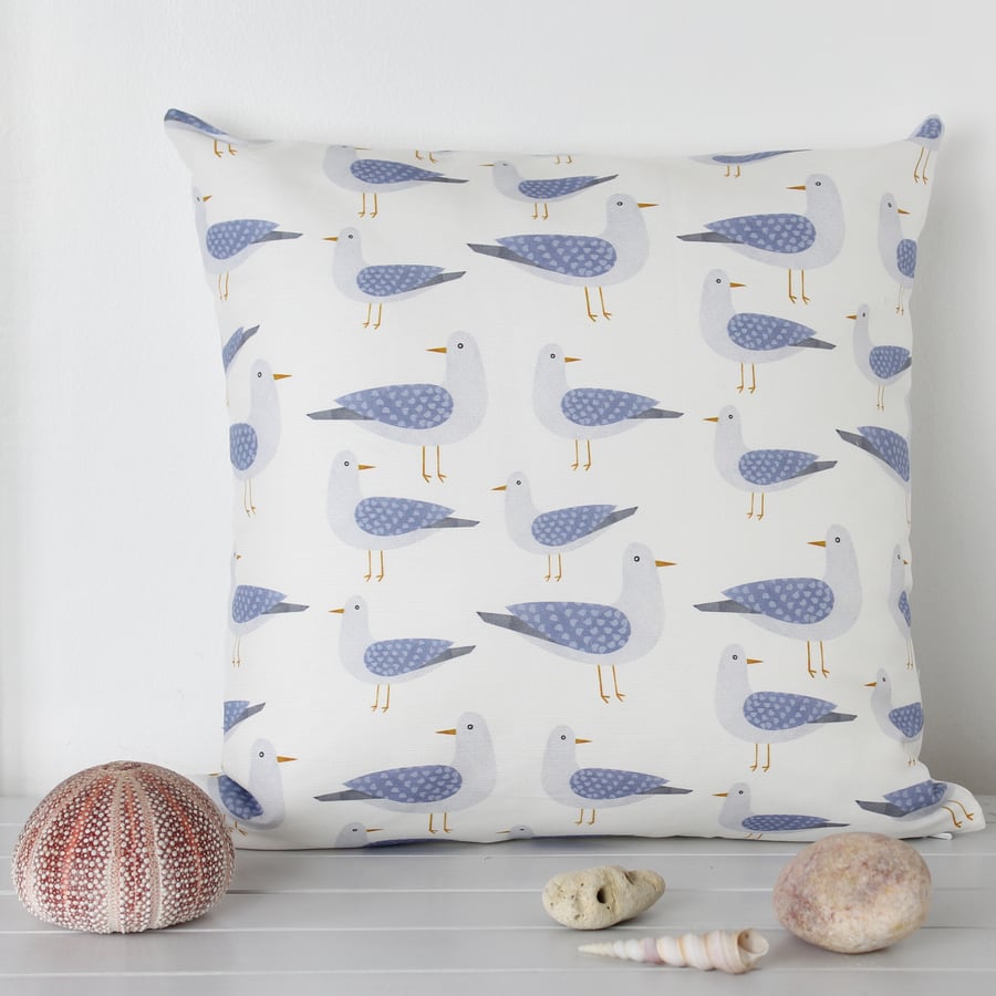 Harbour Gulls Fabric Cushion - Perfectly Imperfect