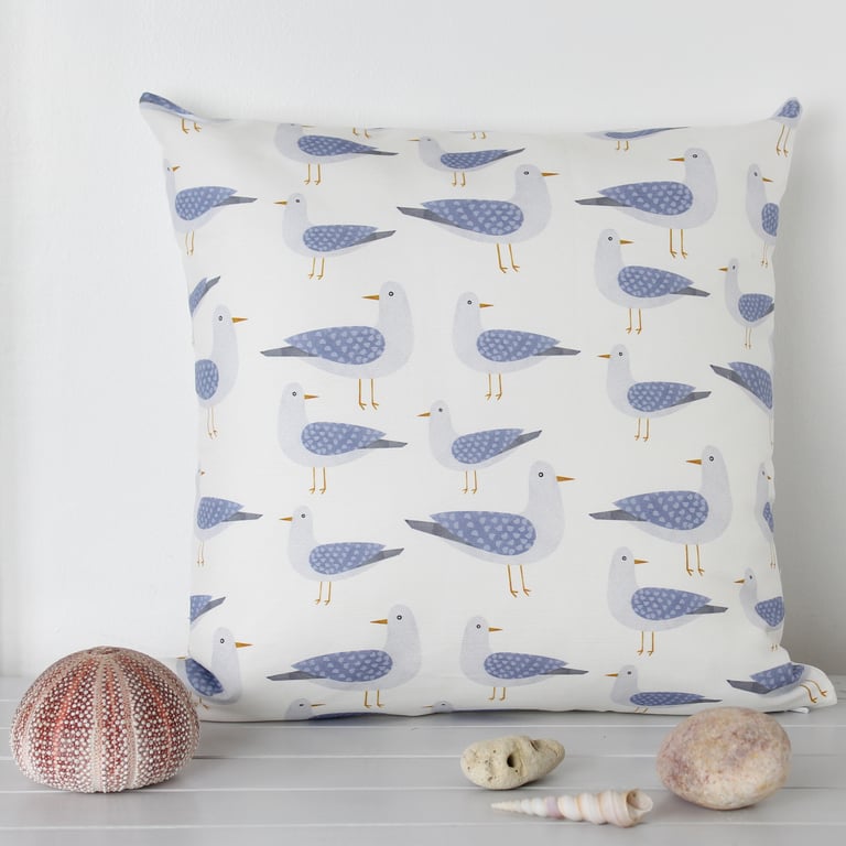 Harbour Gulls Fabric Cushion - Perfectly Imperfect