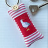 SEAGULL KEY RING - red stripes, lavender