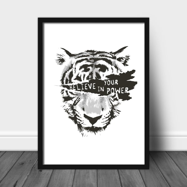Insprirational tiger print, tiger poster, tiger wall print, home decor gift