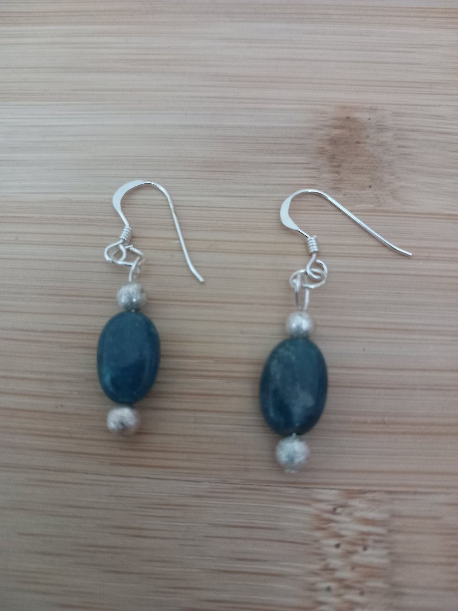 Lapis lazuli sterling silver drop earrings for pierced ears