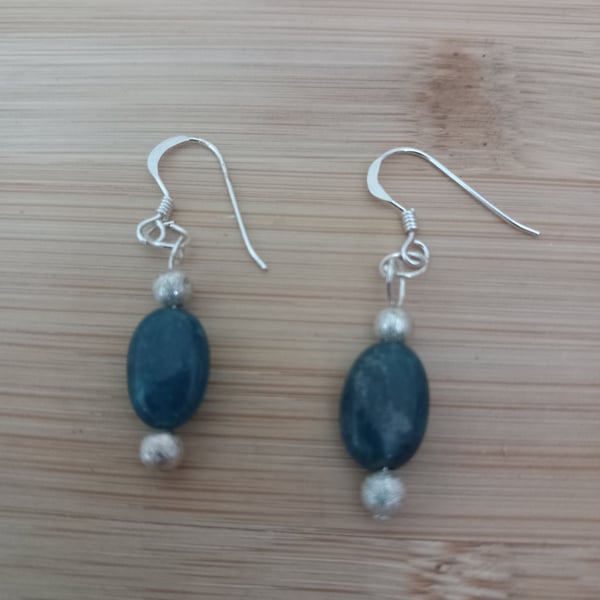 Lapis lazuli sterling silver drop earrings for pierced ears