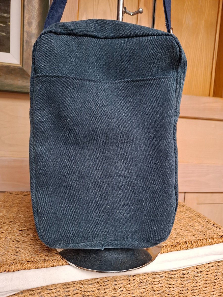Charcoal denim 'box' bag