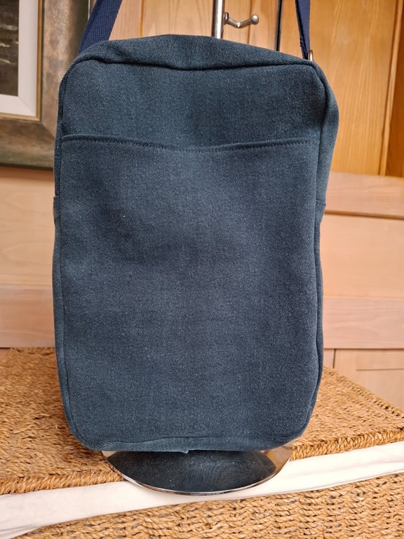 Charcoal denim 'box' bag