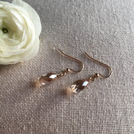 Pale gold Swarovski crystal earrings, gold hooks