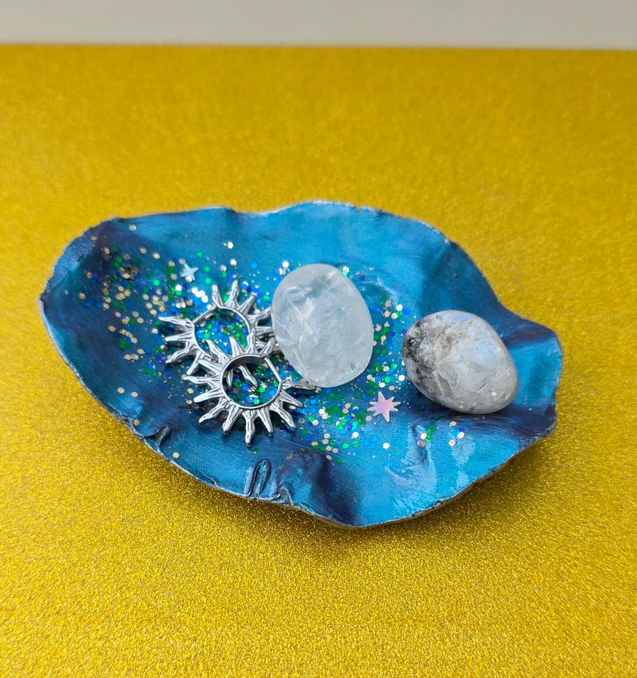 Hand Decorated Oyster Shell Trinket Dish