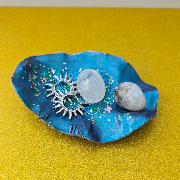 Hand Decorated Oyster Shell Trinket Dish