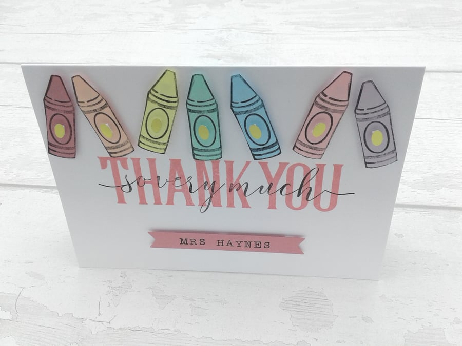 Teacher thank you cards. Personalised. Teaching Assistants. Nursery. Set of 4.