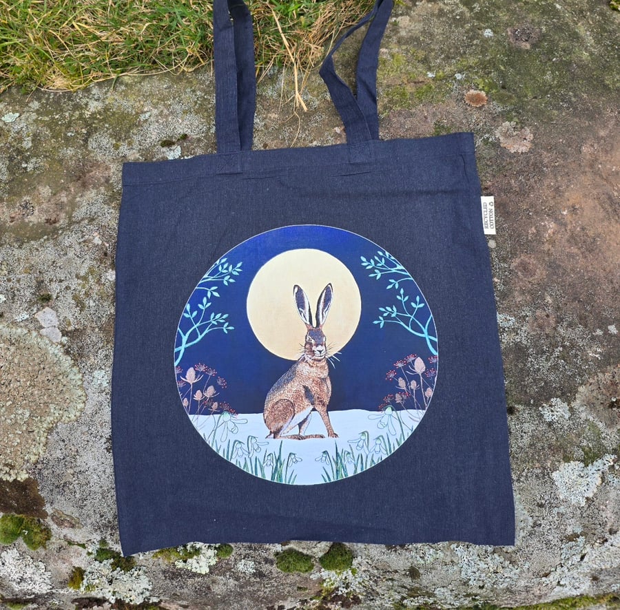 Hare & Snowdrops Recycled Cotton Tote Bag 