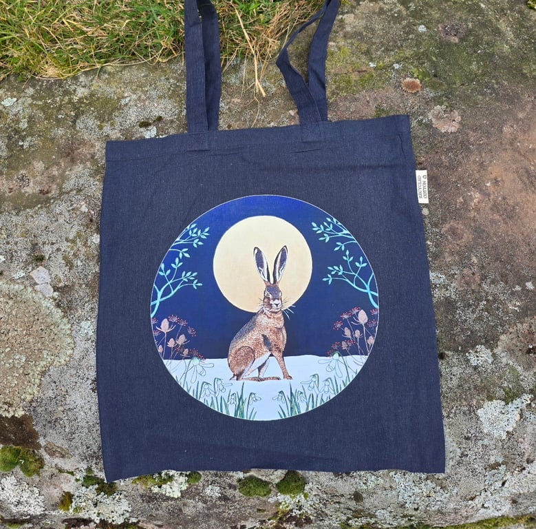 Hare & Snowdrops Recycled Cotton Tote Bag 
