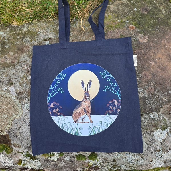 Hare & Snowdrops Recycled Cotton Tote Bag 