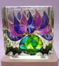Hand painted glass candle holder