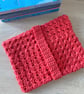 Granny Square Book Sleeve - Book Wrap - Red Crocheted Book Sleeve - Image 4