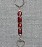 Keyring or Bag Charm – Heart Charm with Frosted Red Glass Beads & Silver Spacers - Image 3