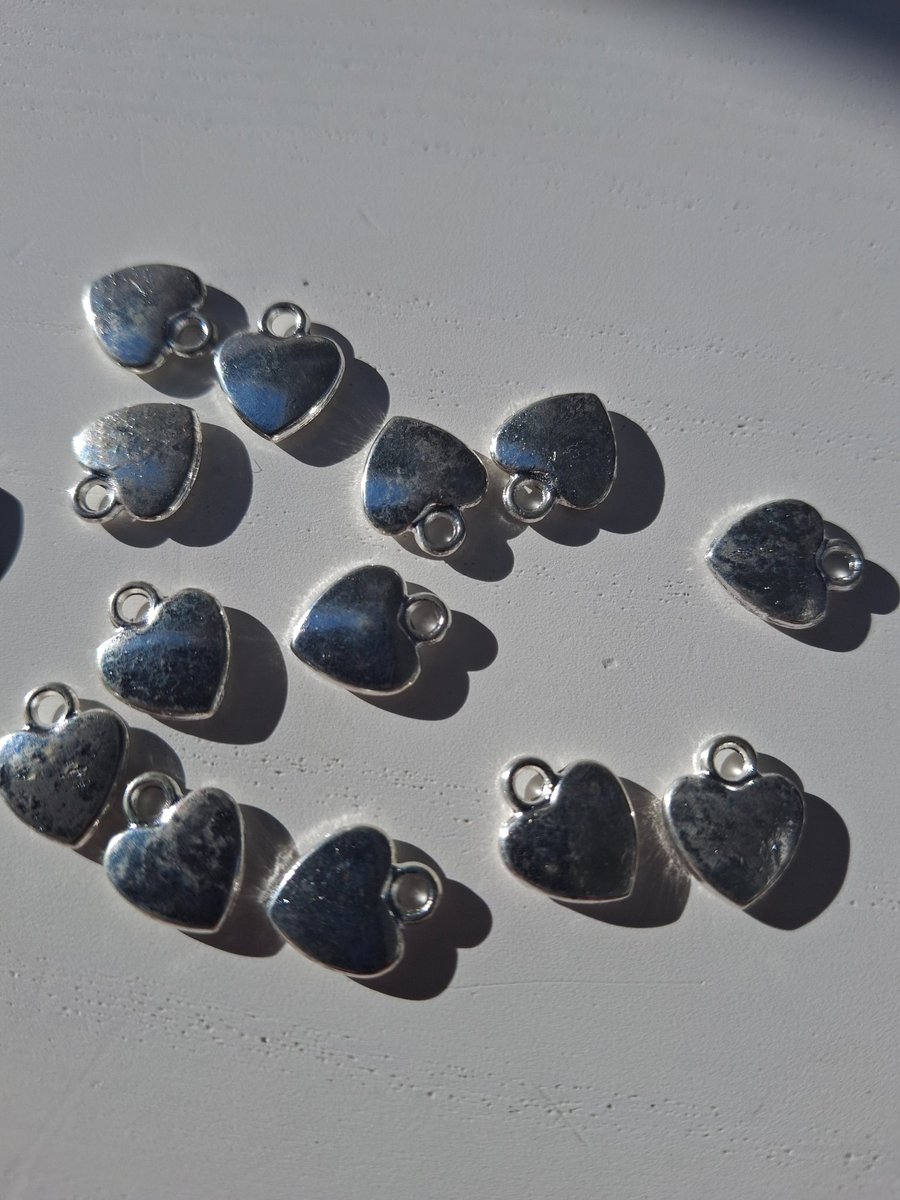 95 x Tibetan Antique Silver Solid 12 x 10mm Heart Charms